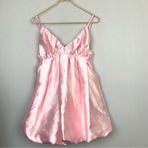 Klesis Medium Pink Babydoll Bubble Hem Mini Dress Princess Coquette Bachelorette